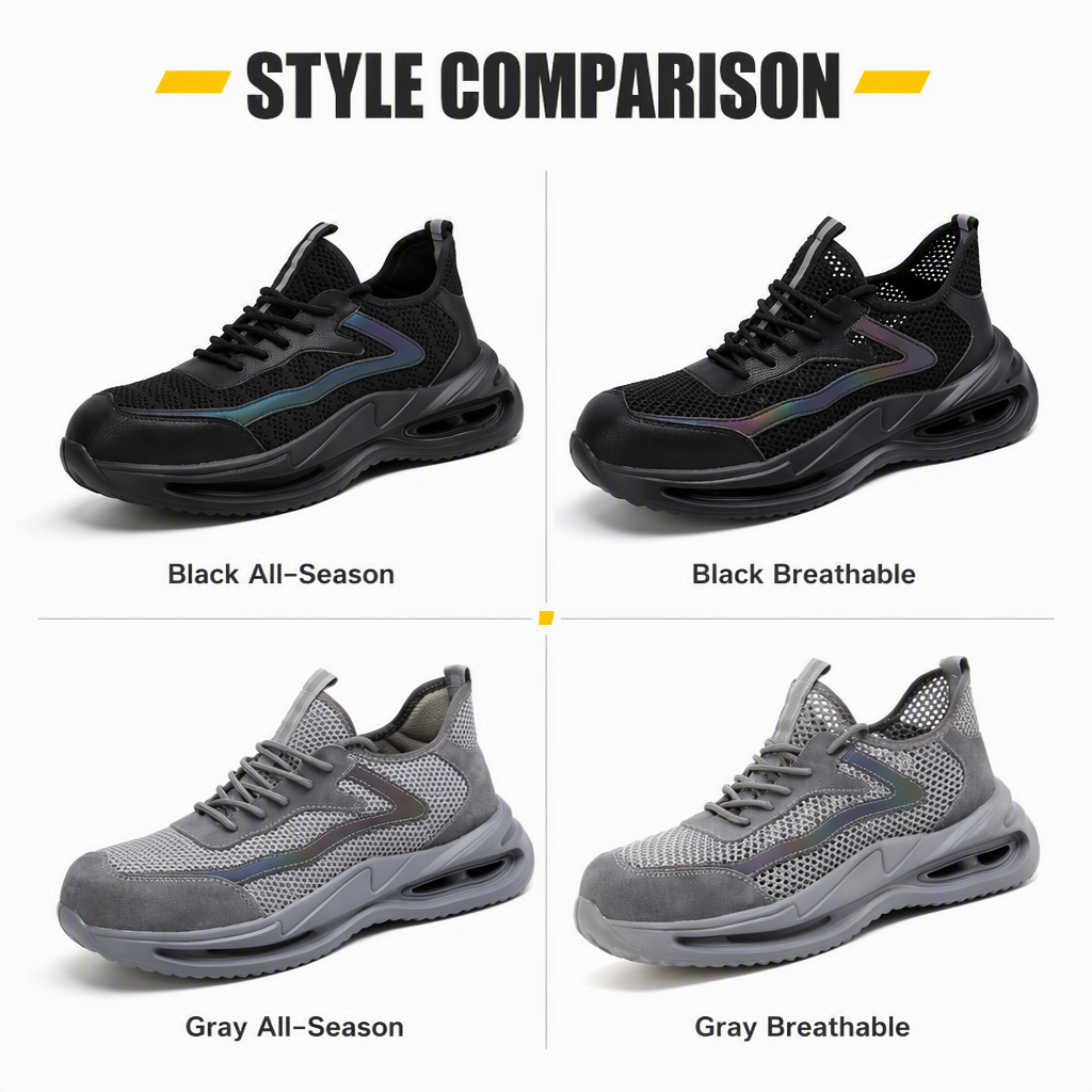 Men's Summer Work Safety Shoes Low Top Breathable Odor-Resistant Steel Cap Anti-Smash Anti-Puncture Ultra-Lightweight