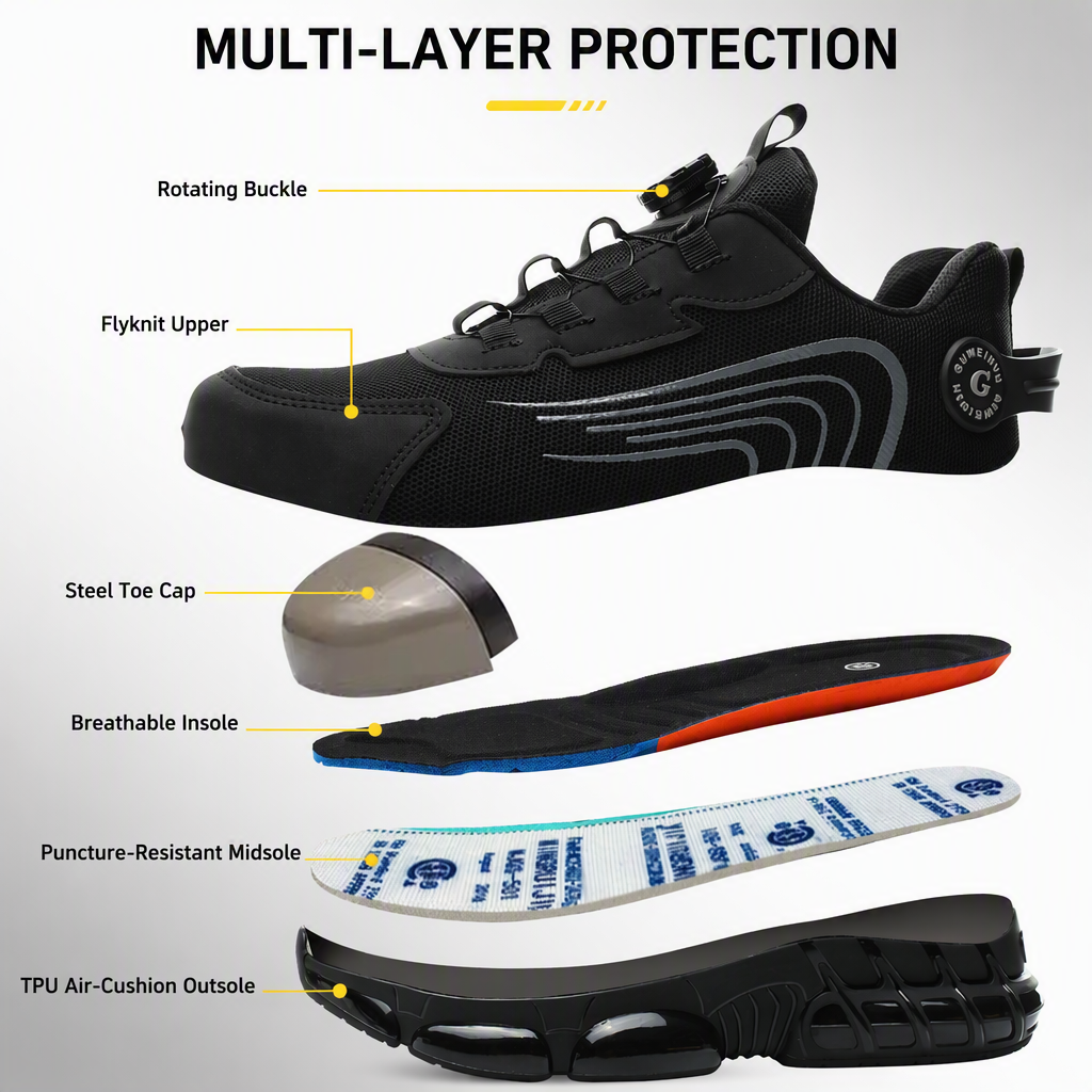 Custom-made Labor-Protective Low-top Men's Work Boots with for Upper Puncture-proof for Workshop and Construction Site Use