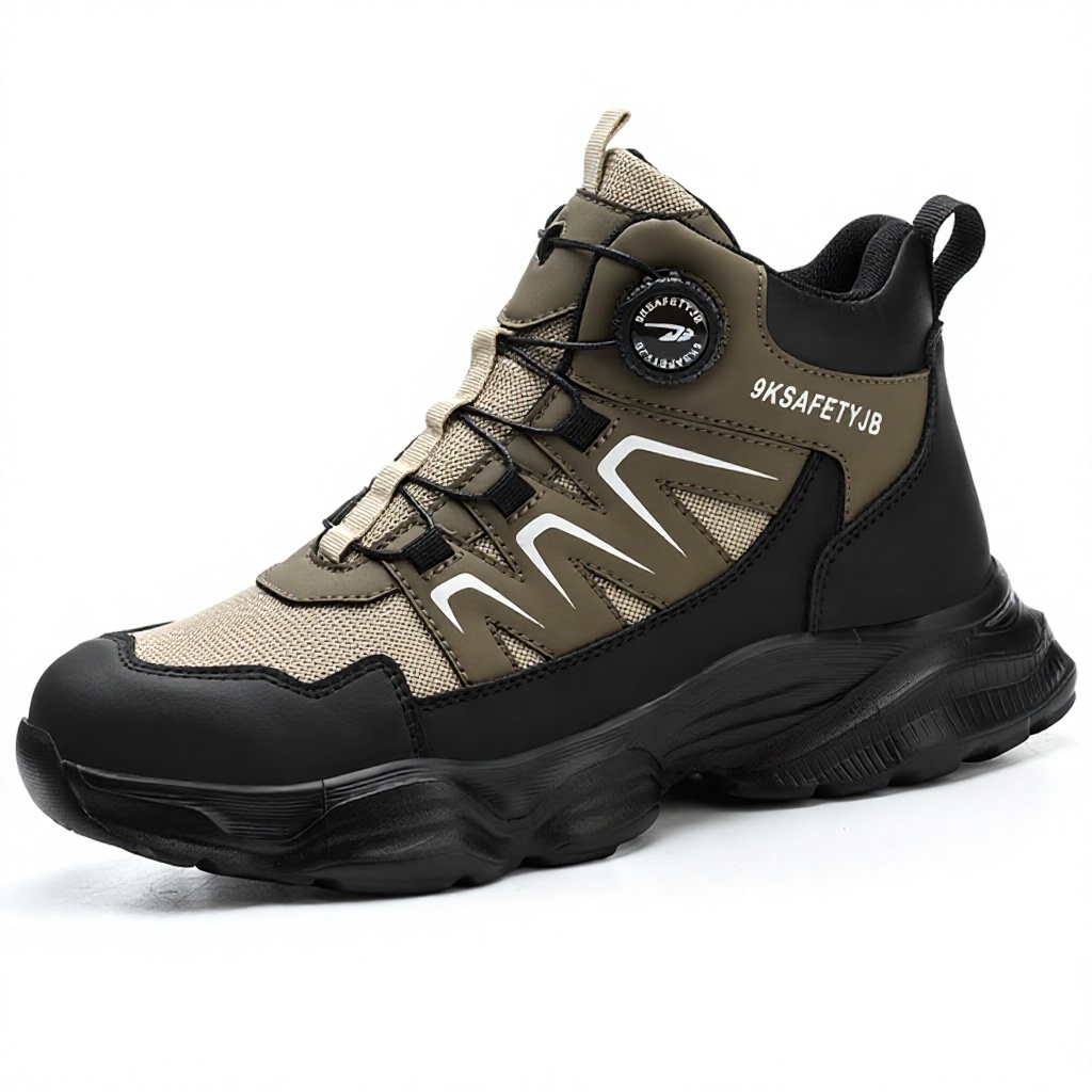 Men's High Top Steel Toe Cap Safety Shoes-Puncture-Proof Microfiber Leather Upper Durable Rubber Outsole All Seasons
